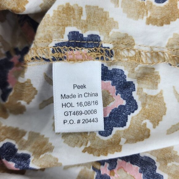 Peek Girls Boho Patterned Ruffled Front Cotton 3/4 Sleeve Blouse Size M 6-7 - Picture 8 of 10